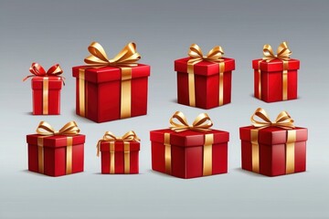 red gift box isolated with gold satin bow ribbon fly. festive holiday christmas,happy new years,mother day,wedding celebration,birth day shopping luxury present.