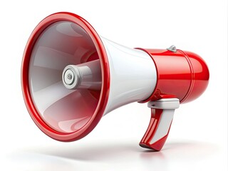 Vibrant Vector Megaphone Illustration for Social Media Communication, 3D Loudspeaker Design on White Background, Perfect for Announcements and Marketing Graphics
