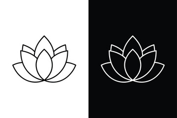 Outline and Filled Lotus Icon. Modern Vectors for Harmony and Balance
