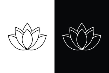 Fototapeta premium Meditative Beauty. Black-and-White Lotus Flower Symbols for Wellness
