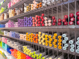 Colorful pen on the shelf. Colorful Pen on display shelf stationary shop.