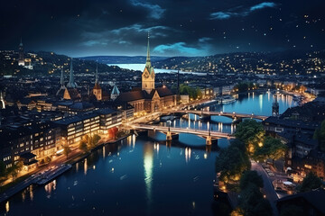 Fototapeta premium Exceptional Starry Sky Over City