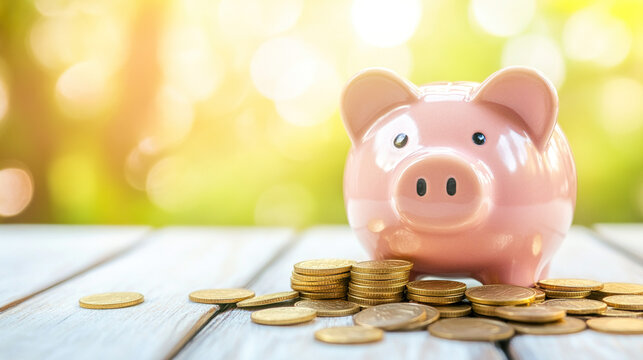 Broken piggy bank with coins scattered around, symbolizing financial struggle and the need for careful budgeting and saving.