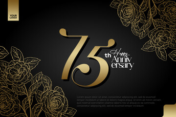 Elegant 75th Anniversary Celebration with Gold and Rose Flower Background