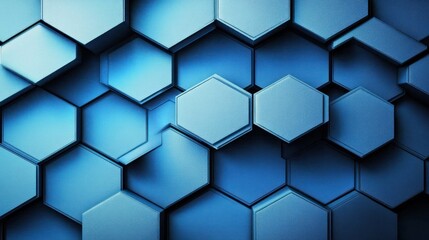 Fototapeta premium Abstract Blue Hexagon Pattern Background Design Digital Art Illustration