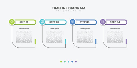 Timeline Creator infographic template. 4 Step timeline journey, calendar Flat simple infographics design template