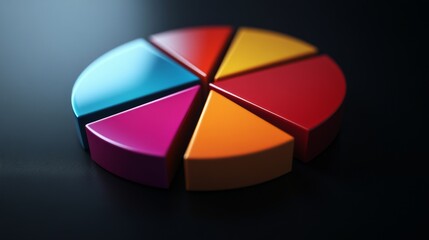 Obraz premium Colorful geometric shapes arranged in a circle on a dark surface