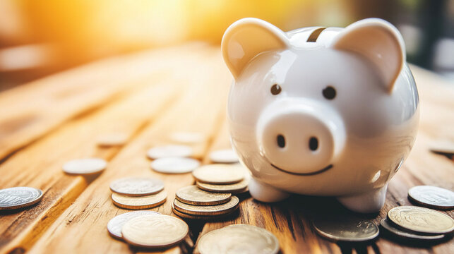 Broken piggy bank with coins scattered around, symbolizing financial struggle and the need for careful budgeting and saving.