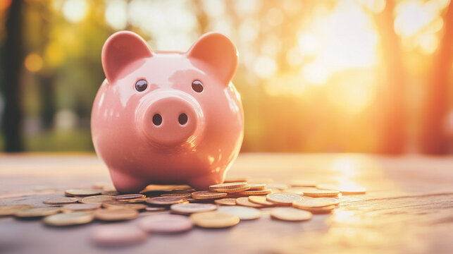 Broken piggy bank with coins scattered around, symbolizing financial struggle and the need for careful budgeting and saving.