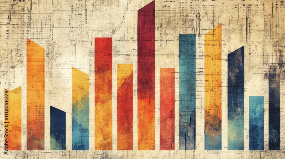 Poster colorful abstract bar graph design for data visualization concepts