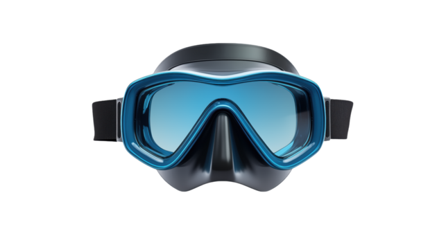 Diving mask with a snorkel on a transparent background 