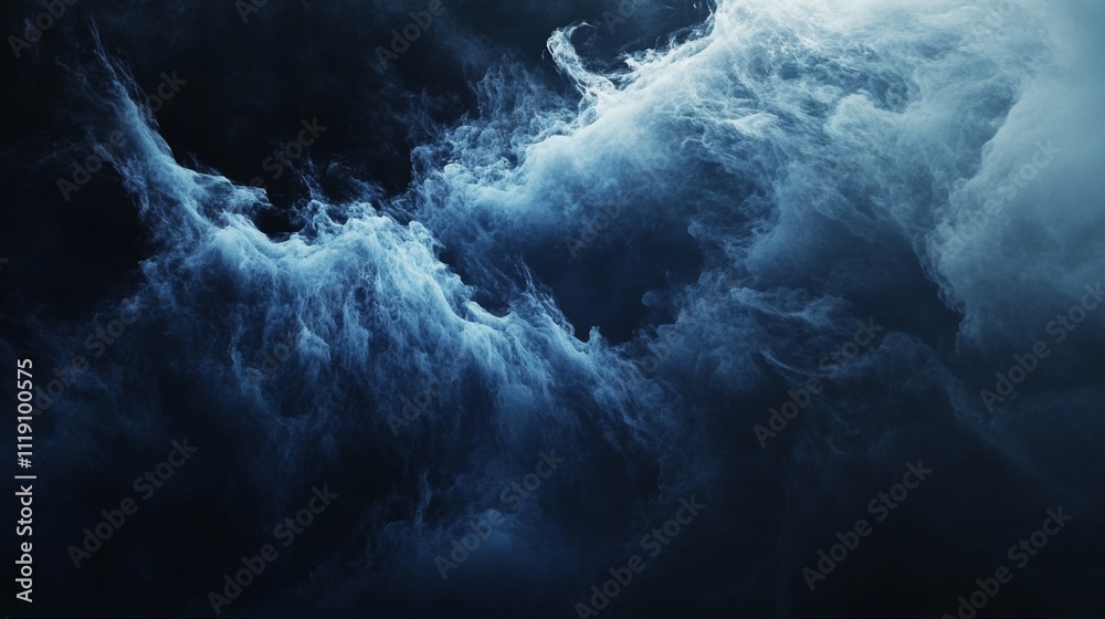 Aufkleber dramatic dark blue abstract clouds and waves in a mysterious setting