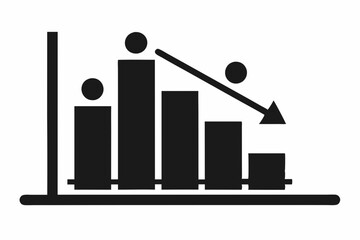 Black Silhouette Cost Reduction Chart Icon Vector