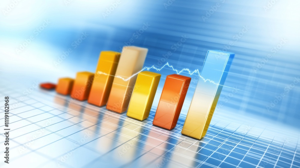 Poster Dynamic Growth Chart with Colorful Bars and Line Graph Representation