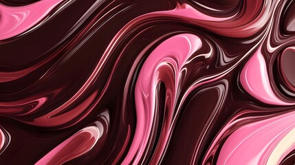Obraz premium A captivating abstract background featuring flowing swirls of dark chocolate and vibrant pink, creating a visually striking and dynamic design perfect for various creative projects
