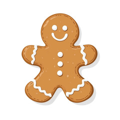 Obraz premium Gingerbread man cookie decorated with icing on a white background