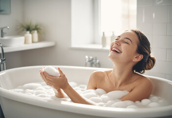Obraz premium woman relaxing in a bath hub
