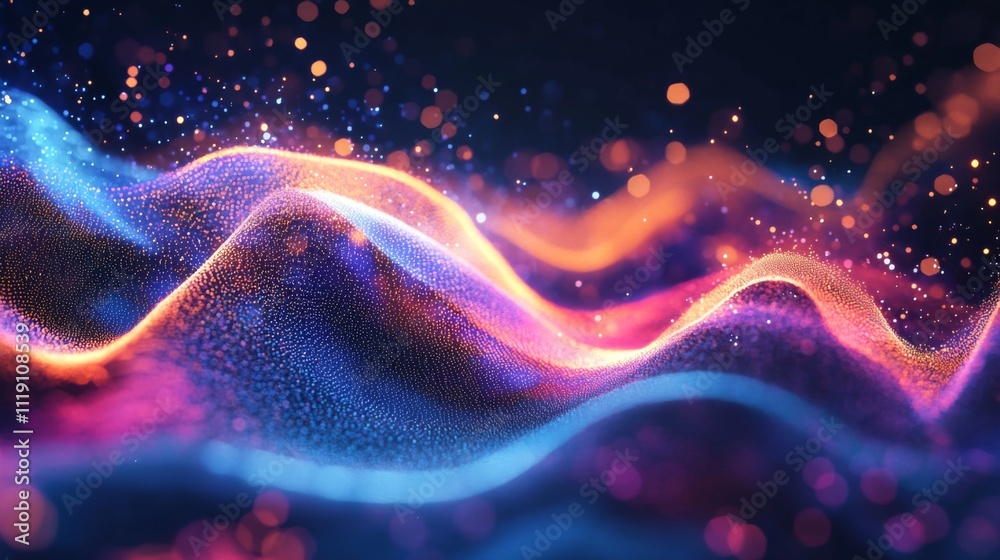 Leinwandbilder abstract colorful wave pattern with bokeh lights and glowing effects
