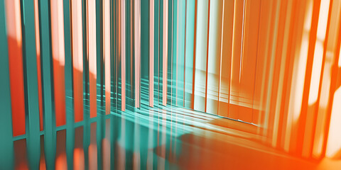 Obraz premium Abstract Teal and Orange Geometric Structure 