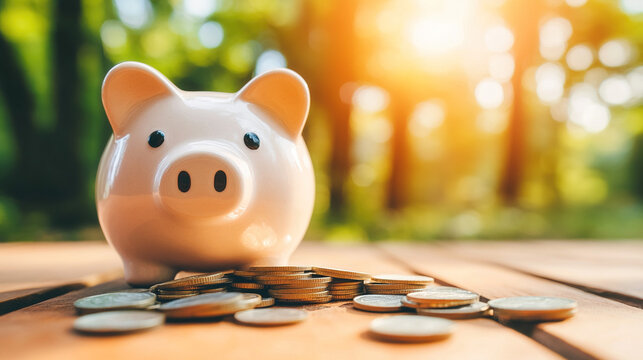 Broken piggy bank with coins scattered around, symbolizing financial struggle and the need for careful budgeting and saving.