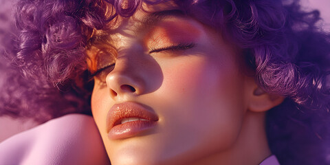 Obraz premium Purple Haze: A Serene Portrait 