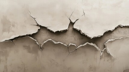 Obraz premium Striking Warm Taupe Wall with Cracks and Ruptures Creating an Artful Texture