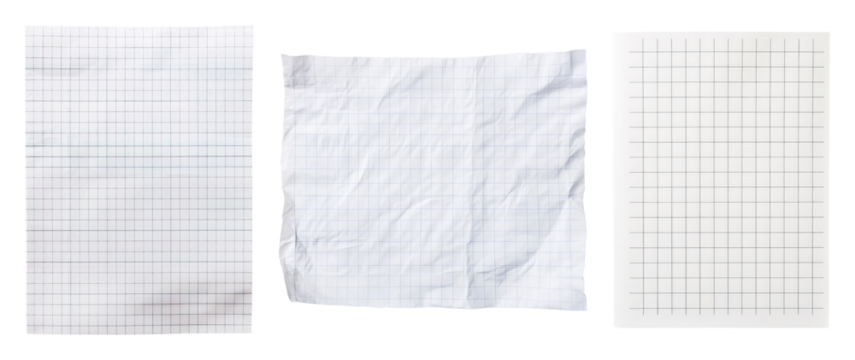 Blank checkered paper sheet isolated on transparent background - Powered by Adobe