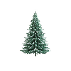 Obraz premium Snow-Covered Artificial Christmas Tree on White Background