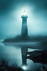 Fototapeta premium Beacon in the Misty Night