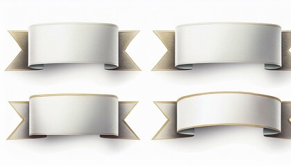 set white Ribbon Banner on isolated white background.