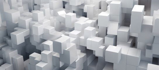 Abstract 3D White Cubes Pattern Design