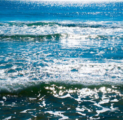 Sun glitter on Haeundae beach in beautiful South Korea. Create a refreshing ocean look