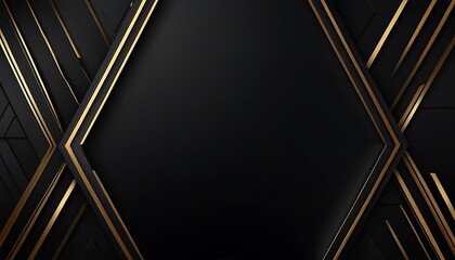Obraz premium Black and gold abstract background. Modern black background with gold line composition illustration design for banner, presentation,5