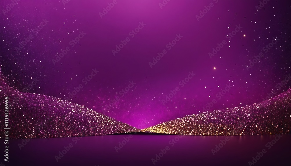 Fototapete purple abstract gold curved on purple and dark blue background with lighting effect and sparkle with