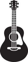 Electric Guitar Black and White Silhouette Icon Vector Design on White Background
