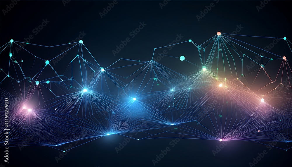 Aufkleber abstract network of connected nodes and lines.