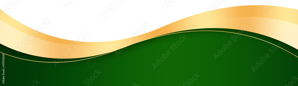 Sticker Green and Gold Footer Wave Banner
