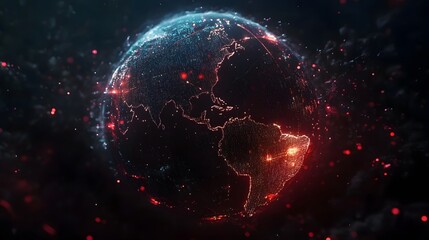 Digital world globe, concept of global network and connectivity on Earth, high speed data transfer and cyber technology, information exchange and international telecommunication
