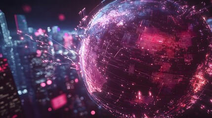 Digital world globe, concept of global network and connectivity on Earth, high speed data transfer and cyber technology, information exchange and international telecommunication