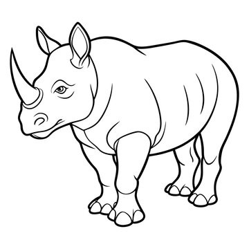 recommend clip art: rhino line art vector illustration