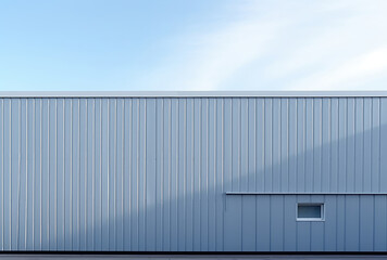 Modern Industrial Building Facade Against Blue Sky