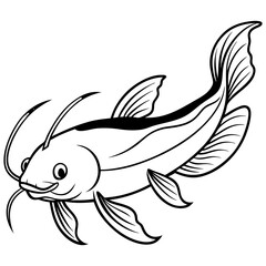 catfish line art vector illustration