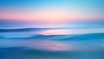 Obraz premium Serene ocean sunset with soft pastel colors.