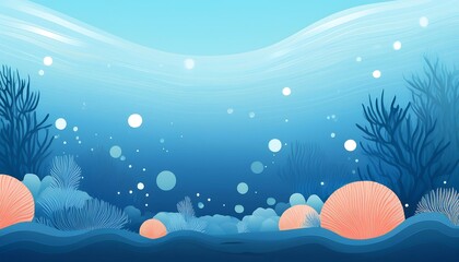 Underwater scene with coral and bubbles.