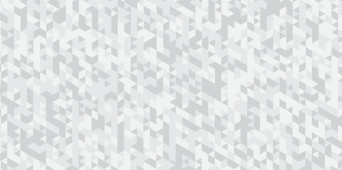 Abstract geometric white and gray background seamless mosaic and low polygon triangle texture wallpaper. Triangle shape retro wall grid pattern geometric ornament tile vector square element.	
