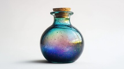 A large glass bottle with a magic substance on a white background, isolated