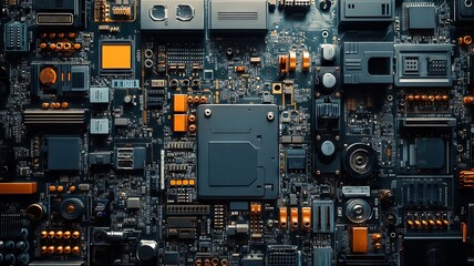 Fototapeta premium Close-up view of a detailed electronic circuit board