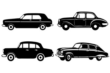 Vintage car silhouette vector.