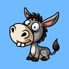funny dummy cartoon logo of donkey isolated colored drawing line art style design illustration