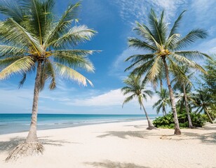 Fototapeta premium Photo of a palm tree standing firmly on the beach,